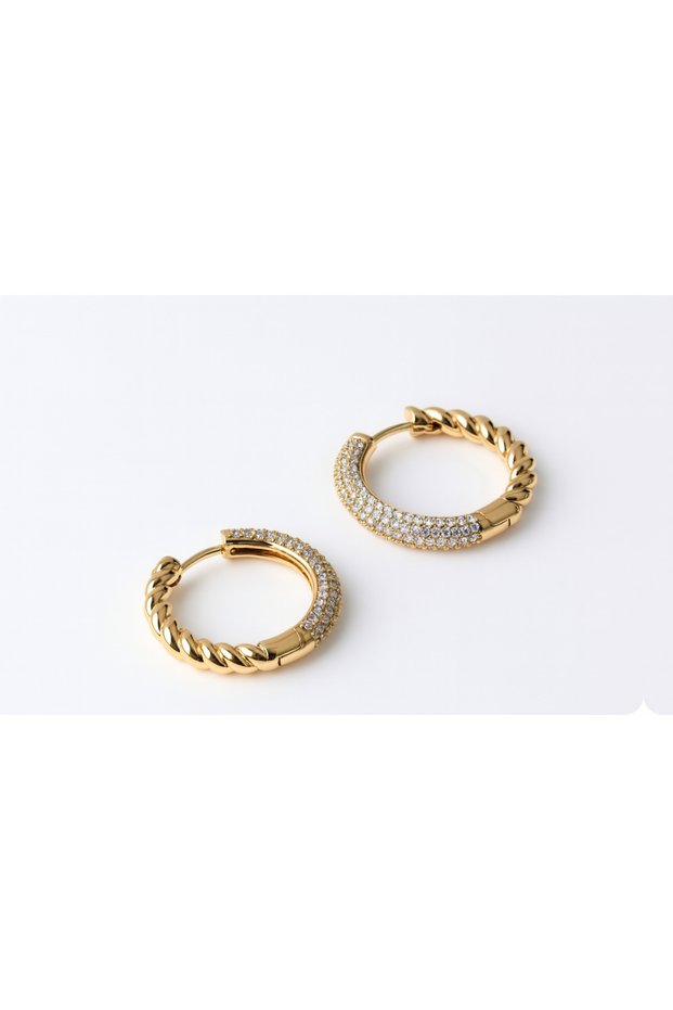 Premium Auger Stone Hoop Earrings Gold/Silver