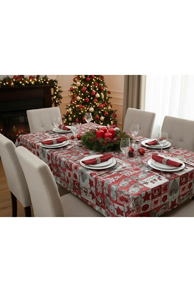 Christmas Table Cloth for Dining Table 6 Seater, Xmas Table Cover for Decorations,(140x180CM)