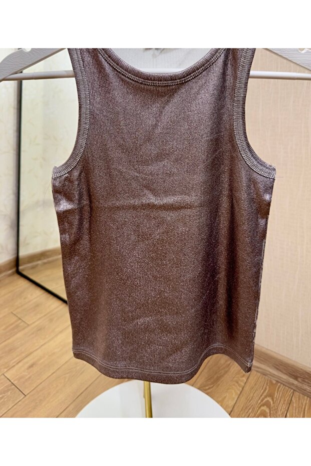 Varak Patterned Basic Tank Top Metallic Gray - 2
