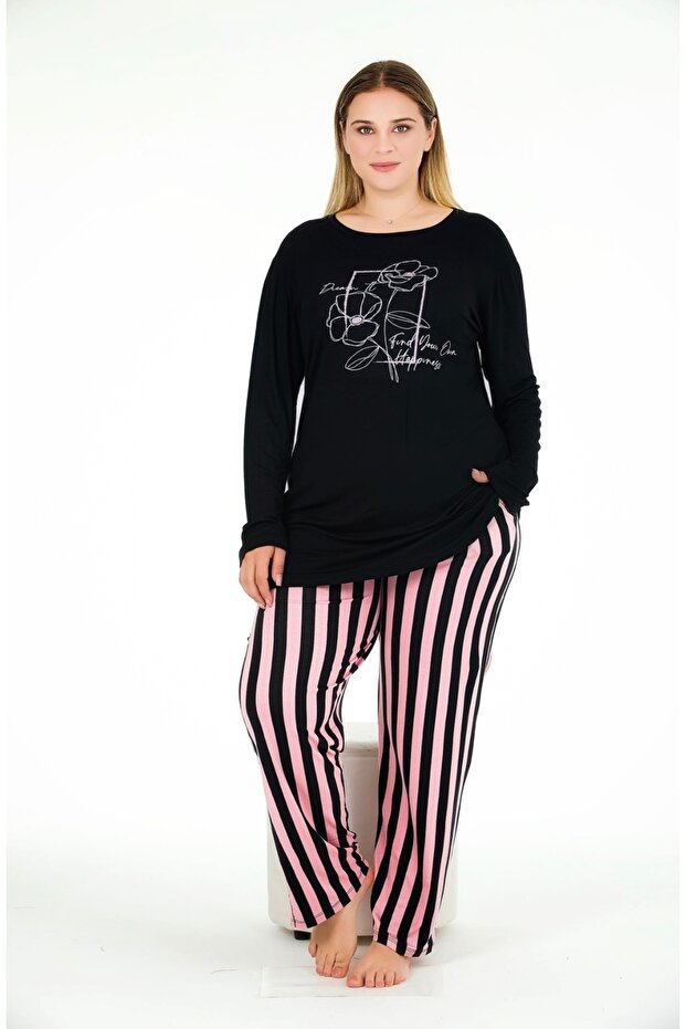 Plus Size Striped Women's Set 2029