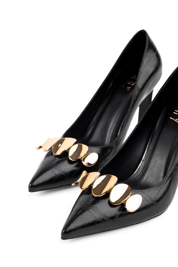 Heeled Shoes Black Thin Toe Design Heeled Women's Shoes High Heels