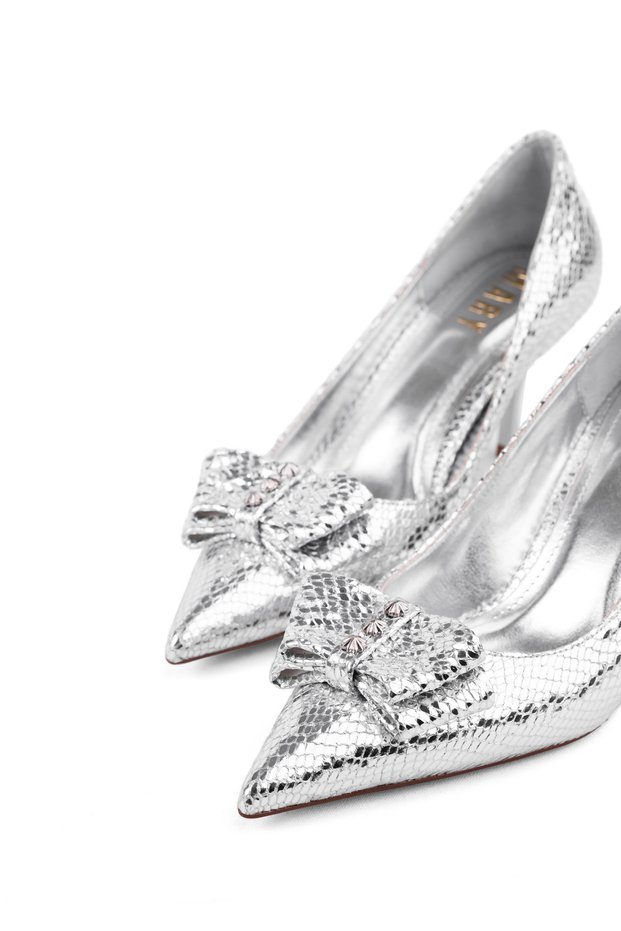 Silver Evening Dress Shoes Thin Heel Elegant Elegance Design Women's Heeled Shoes