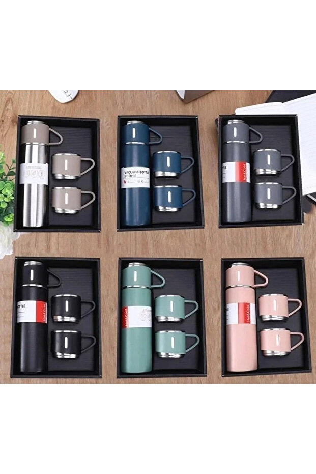 Üçlü Bardak Paslanmaz Çelik Termos Seti - 5