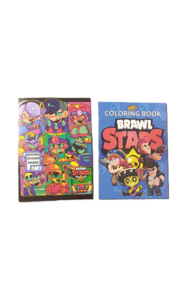 2 Pieces Brawl Stars Themed Set Coloring Book (Coloring, Sticker, Back Cover Mask)