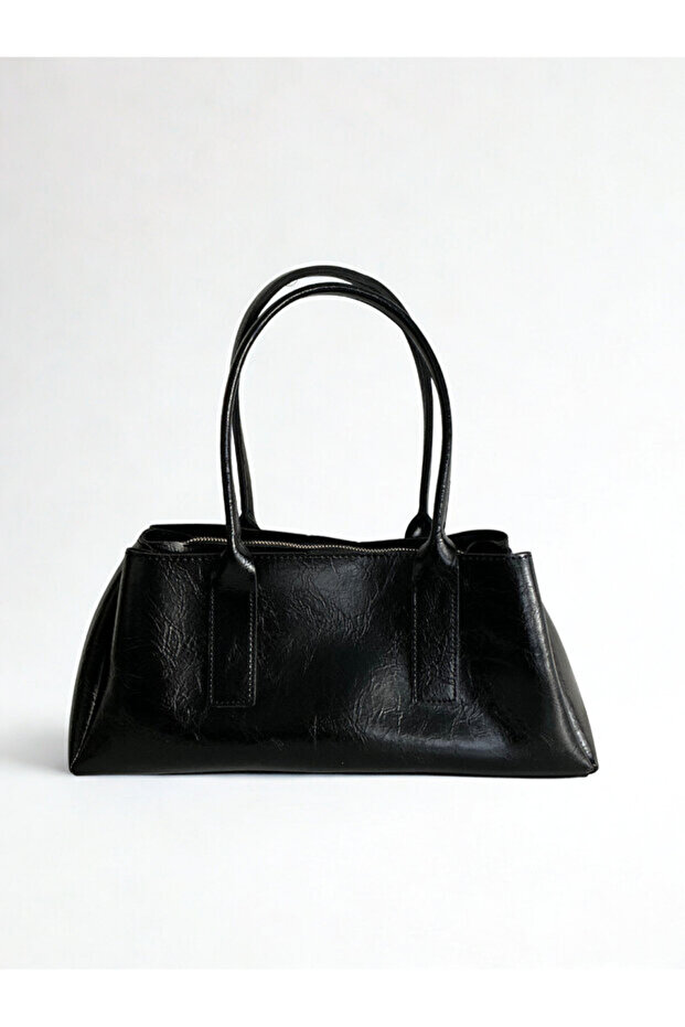 Luki Women's Modern Zippered Three-Compartment Handbag and Shoulder Bag Black