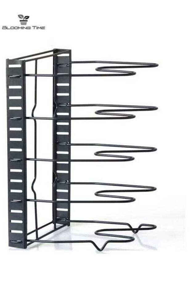 5-Layer Adjustable Pot Holder - Foldable Space-Saving, Black