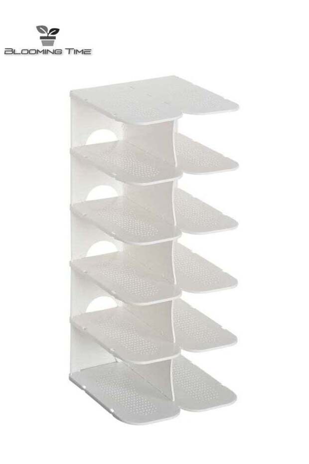 Multi-Layer Plastic Assembled Shoe Rack, Simple Installation, Easy To Clean, White