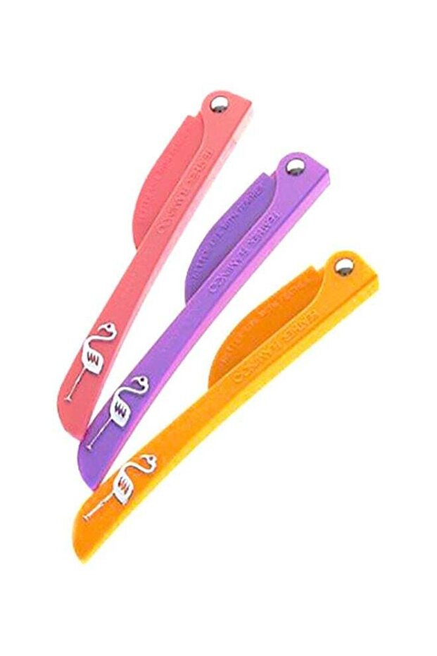 3-Piece Face Razor Set Yellow/Pink/Purple 3x15cm