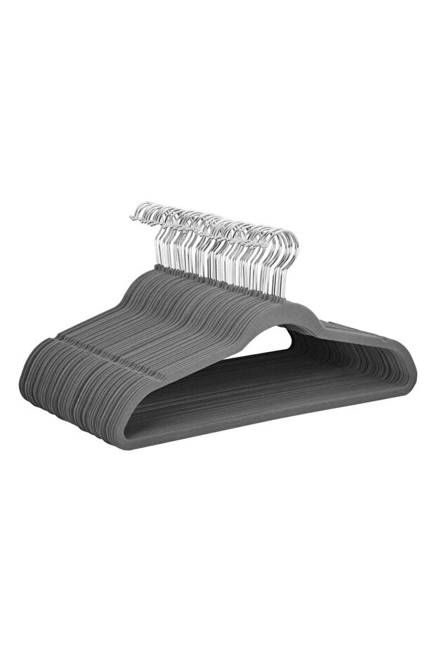 100pcs Velvet Elegant Designed Hanger Set - Grey