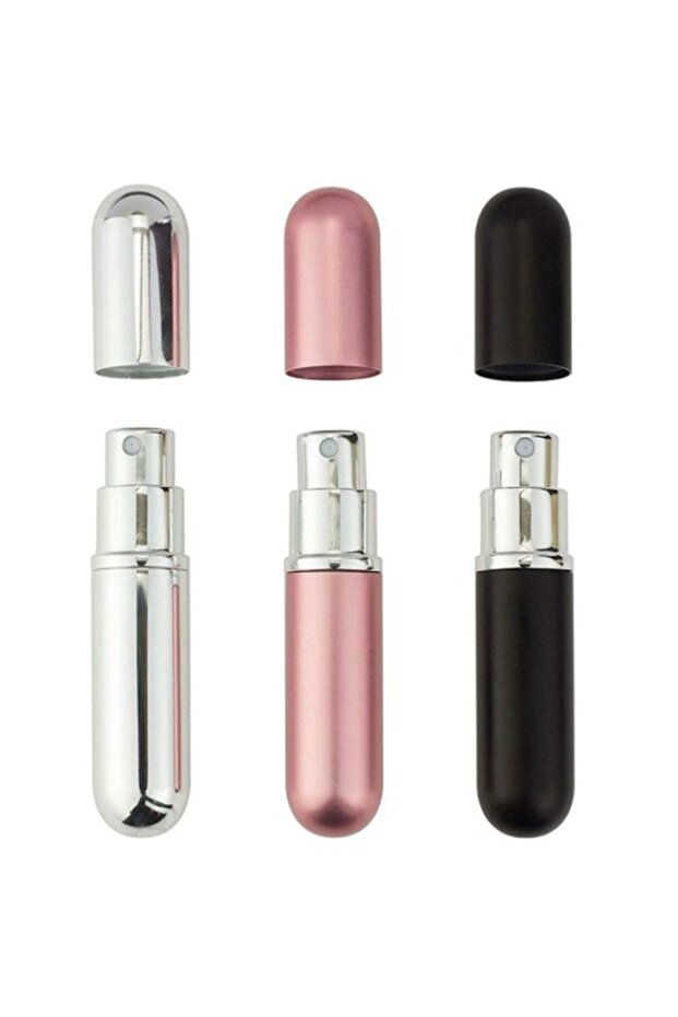 3-Piece Portable Mini Refillable Spray Bottle Set Silver/Pink/Black