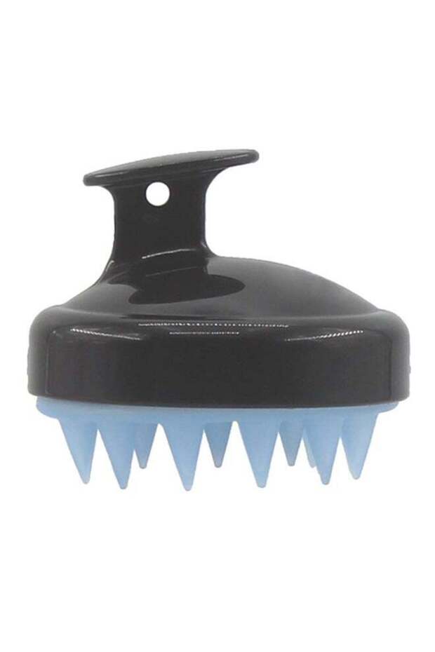 Silicone Head Shampoo Scalp Massage Brush Black/Blue 8X8X7cm