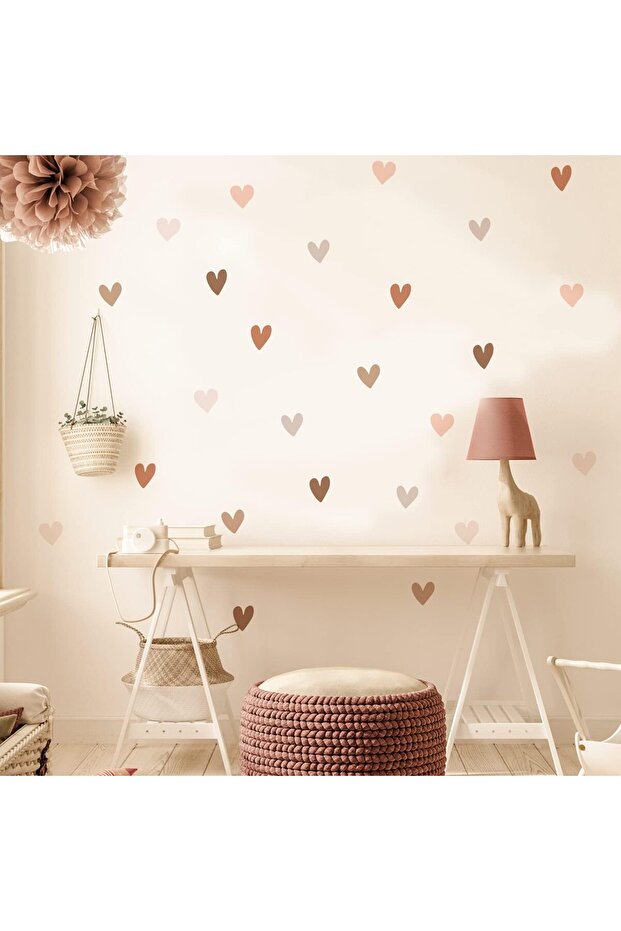 Boho Heart Wall Stickers for Girls Bedroom, 72 Pieces