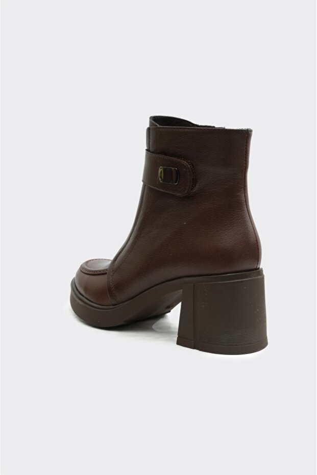 Hakiki Deri Kalın Topuklu Kadın Bot - 3