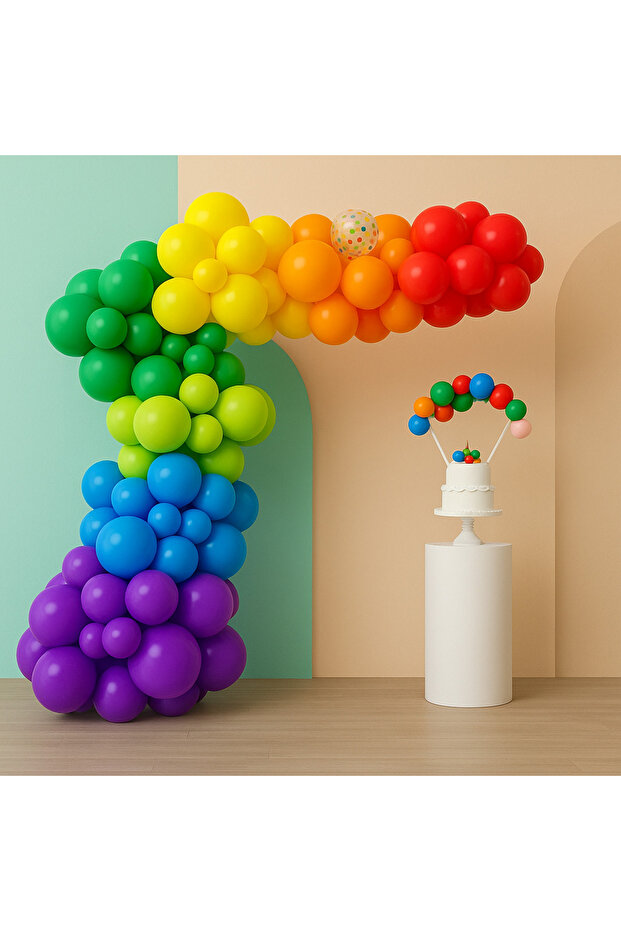 Balloon Set 75 Pieces (Orange-Yellow-Purple-Dark Green-Dark Blue-Red-Light Green)