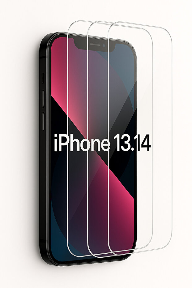 واقي شاشة لهاتف iPhone 13 - 14، مجموعة زجاج مقوى 0.26 مم 9H - 3 قطع شفافة عالية الدقة