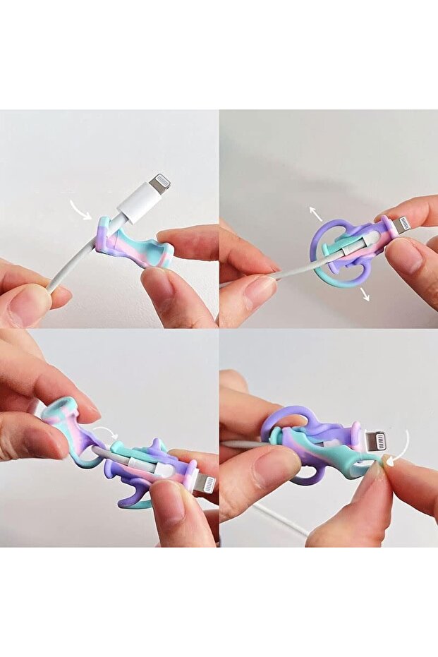 USB cable protector, silicone, model 2, multicolor - 2