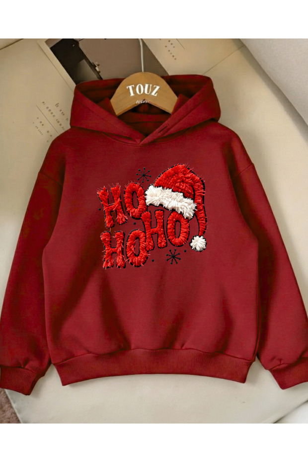 سترة سميكة بثلاثة خيوط بتصميم Ho Ho Ho لعيد الميلاد