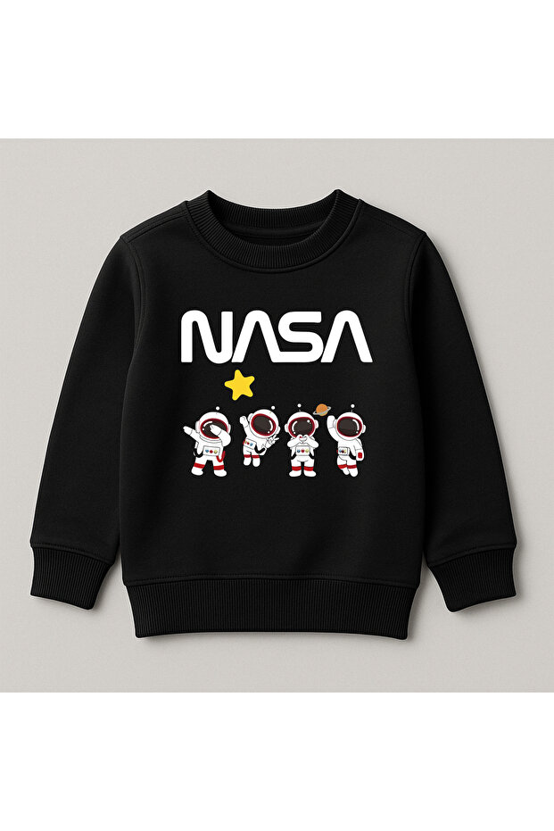 Nasa Printed Crew Neck 100% Cotton Children's Sweatshirt
