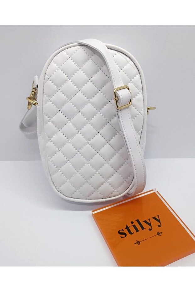 White Quilted Patterned Strap Mini Shoulder Bag - 3