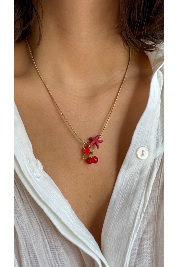 Çelik kiraz kolye - 2