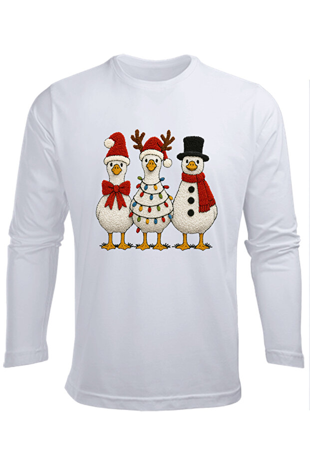 Long-Sleeve 3 Ducks New Year Christmas Christmas Printed Cotton Child T-Shirt