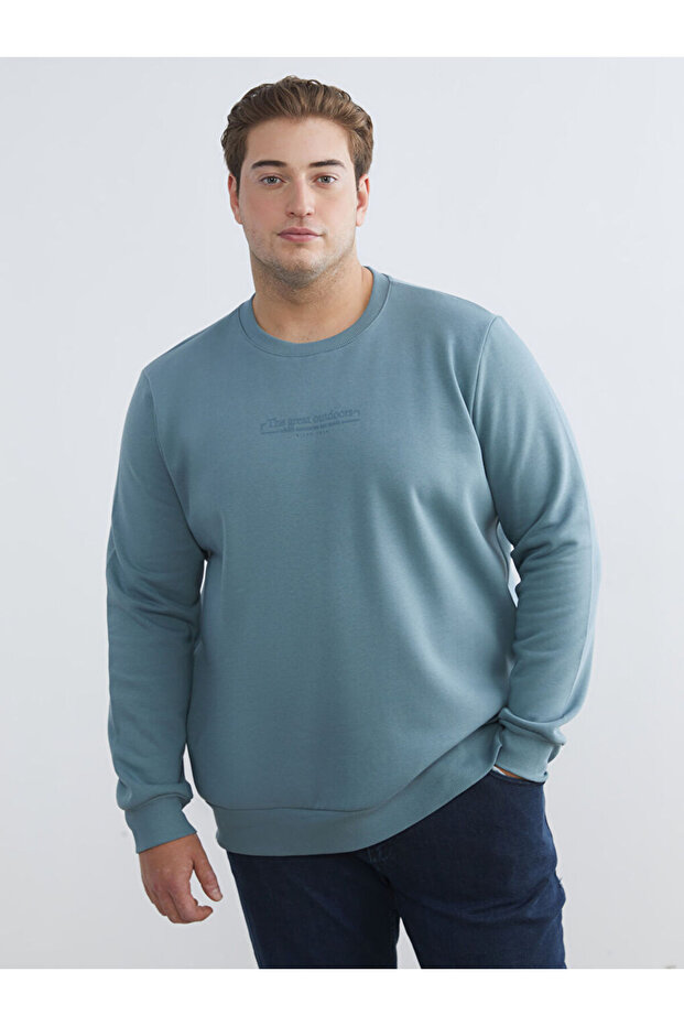 Esvab • Modern & Distinctive Plus Size Zero Roba Collar Printed Thick Men's Sweatshirt