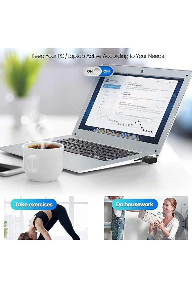 USB Mouse Mover / Mouse Jiggler (Undetectable, Switch Button, 3 Modes, Plug & Play) - 3