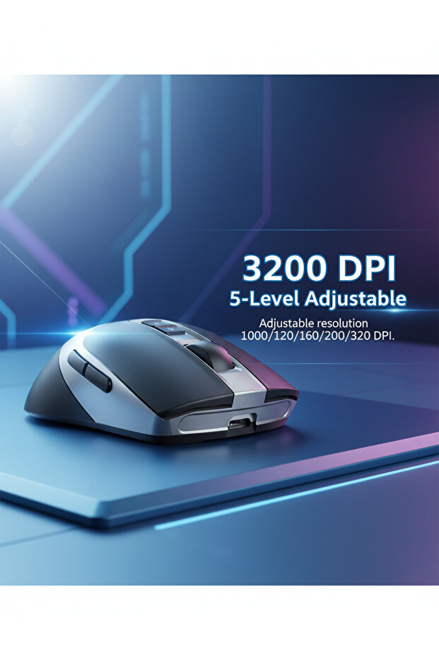 Fstyler Dual Mode Rechargeable Wireless/Bluetooth Mouse With Silent Click, Double-Click Function - 8