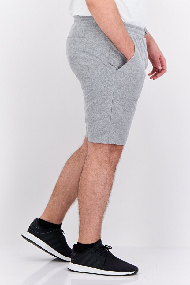 Men Heather Basic Shorts, Grey - 2