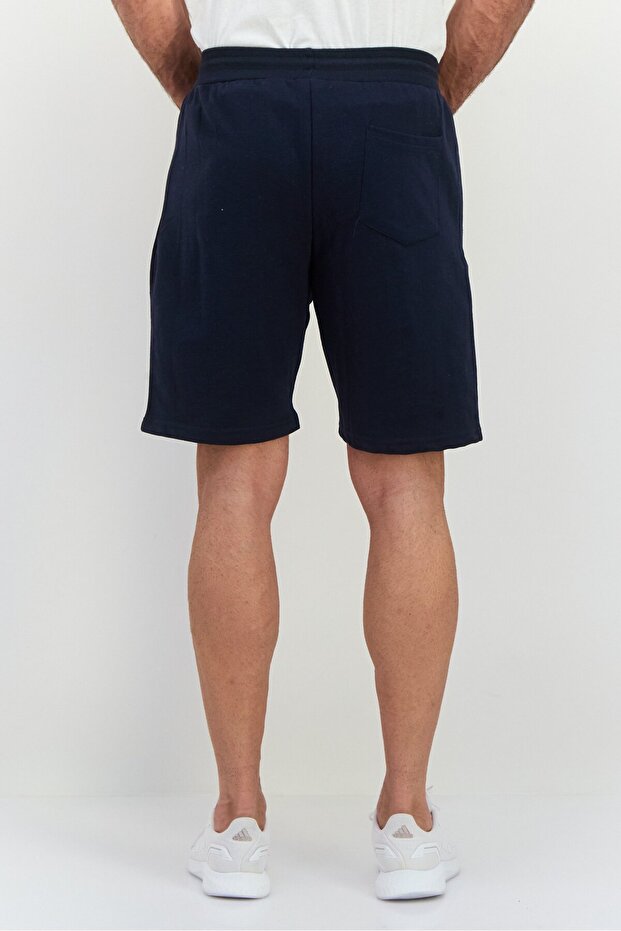 Men Plain Basic Shorts, Navy - 3