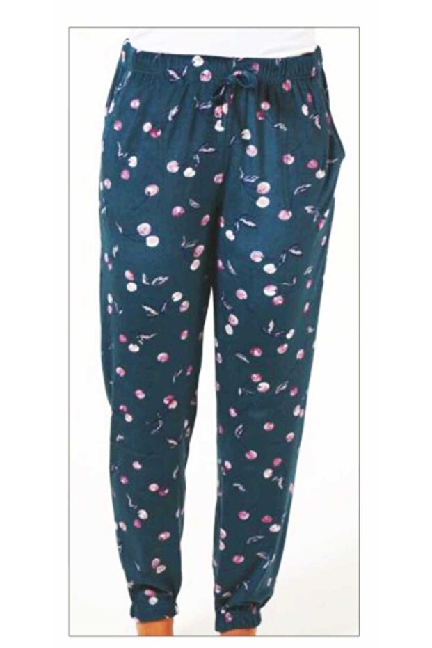 Soft Velvet Pocket Patterned Pajama Bottoms