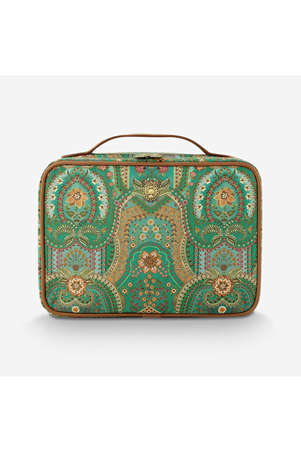Jabali Green Velvet Makeup Bag 27X10X19 cm