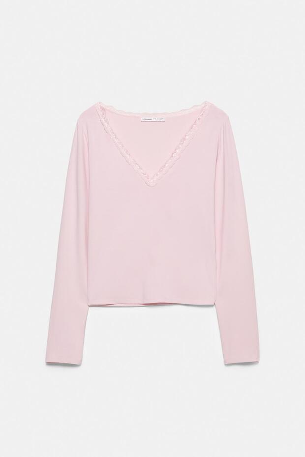 Dantel yakalı t-shirt - 5