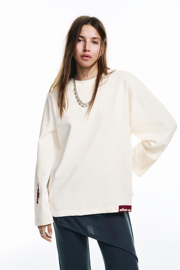 Grafik baskılı beyaz t-shirt - 3