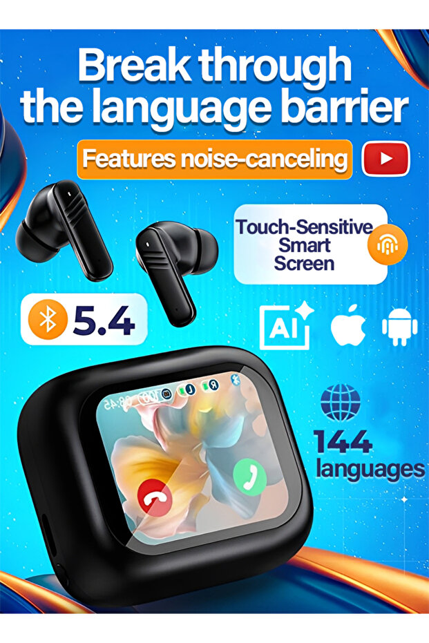 Premium In-Ear Wireless Bluetooth Earbuds - Active Noise Cancelling, Smart Touch Screen