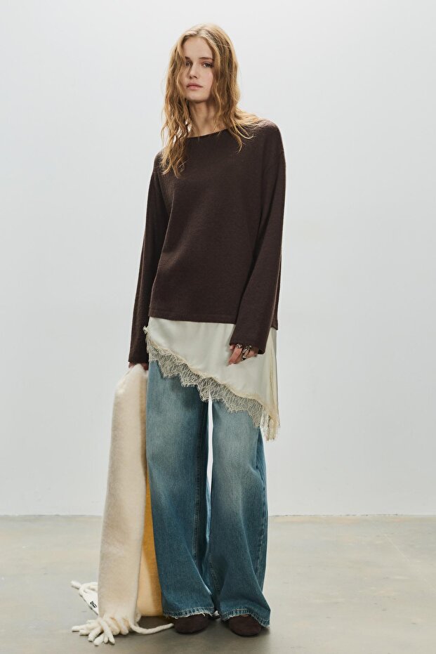 Dantel detaylı t-shirt - 3