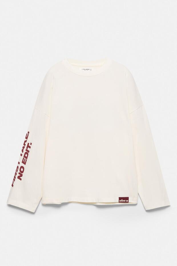 Grafik baskılı beyaz t-shirt - 5