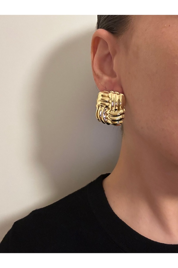 çelik kare küpe - 1