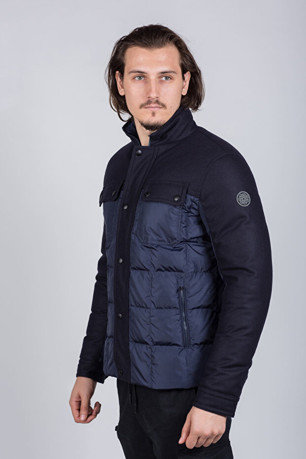 Wool effect goose down jacket - 3