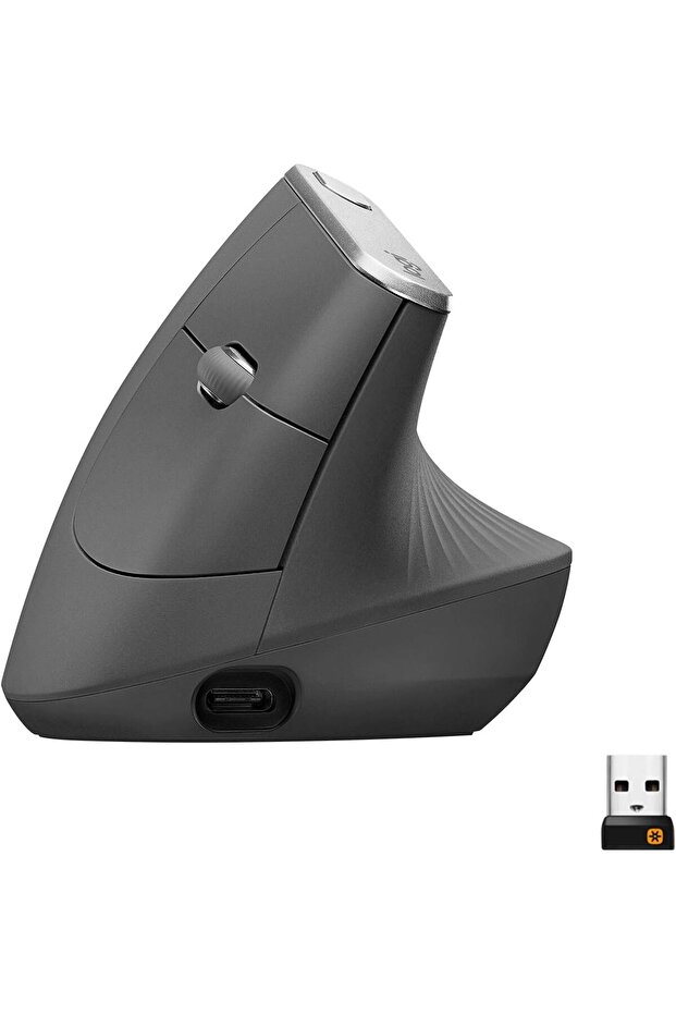 MX Vertical Wireless Mouse for Multiple Devices, Bluetooth or 2.4 GHz Wireless with Unifying USB Receiver, 4000 DPI Optical Tracking, Fast Charging Design with 4 Buttons, Black
