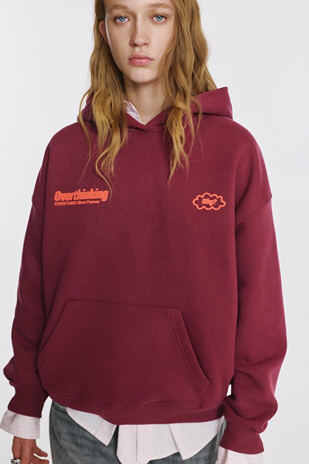 Oversize kapüşonlu grafik baskılı sweatshirt - 6