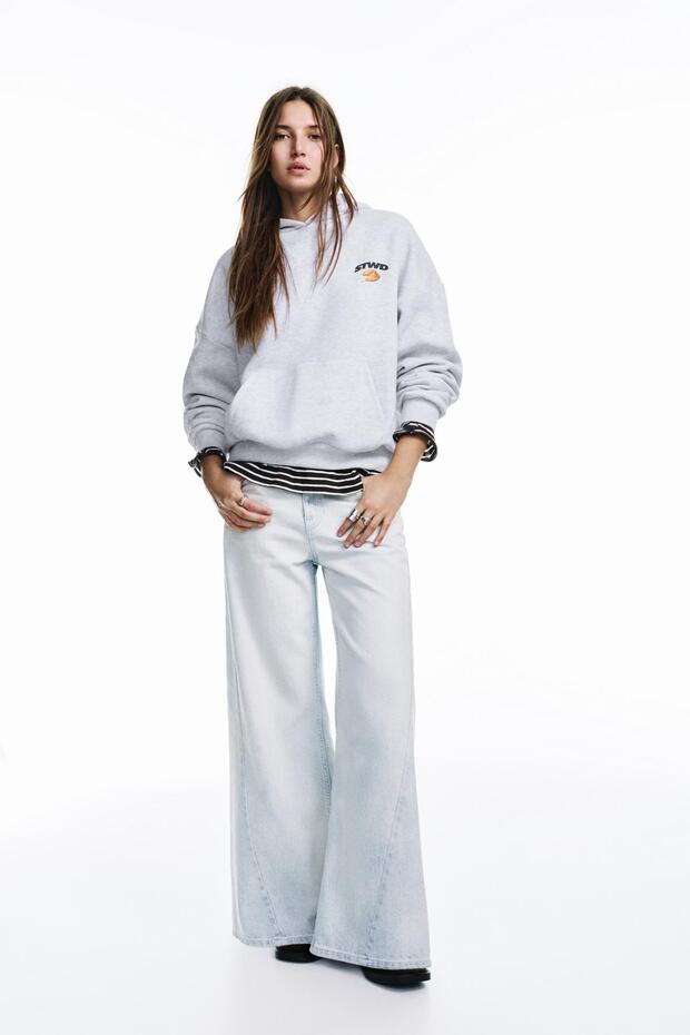 Kapüşonlu kurabiye desenli sweatshirt - 3