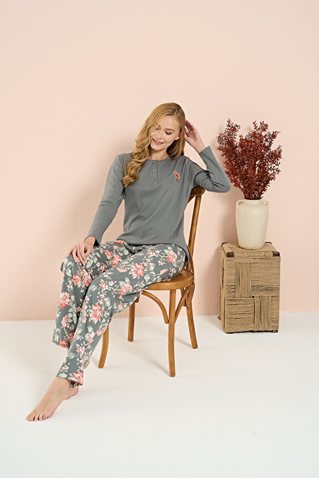 طقم بيجامة رمادي 3202 - 1