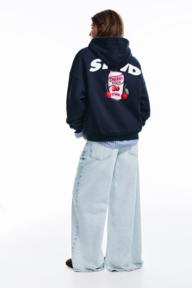 Domates baskılı kapüşonlu sweatshirt - 1