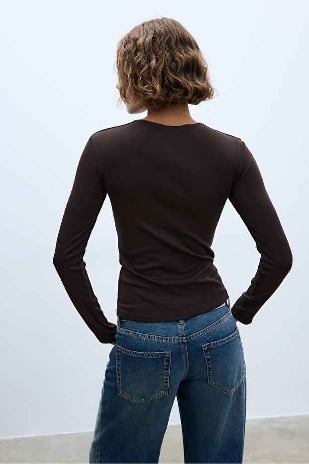 Uzun kollu basic t-shirt - 5