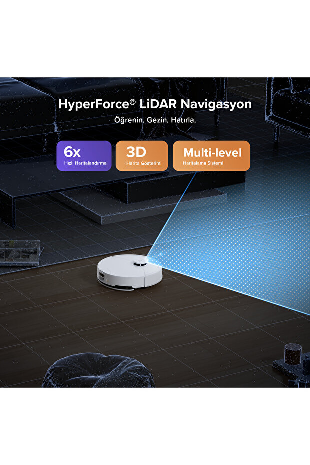 S8 Pro Plus Akıllı Beyaz Robot Süpürge 10.000 HyperForce Emiş Gücü - 3