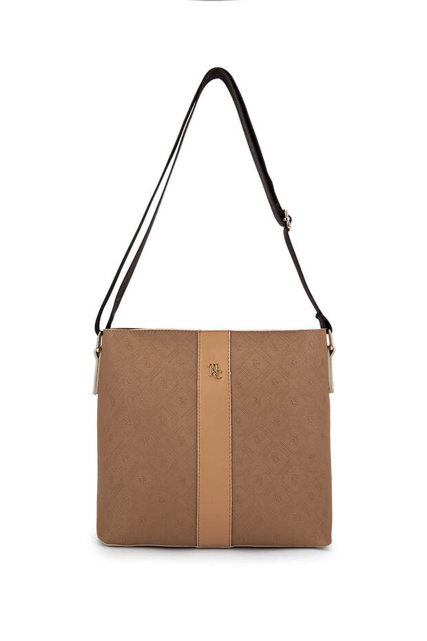 Women's Faux Leather Mink/Tan Messenger Bag