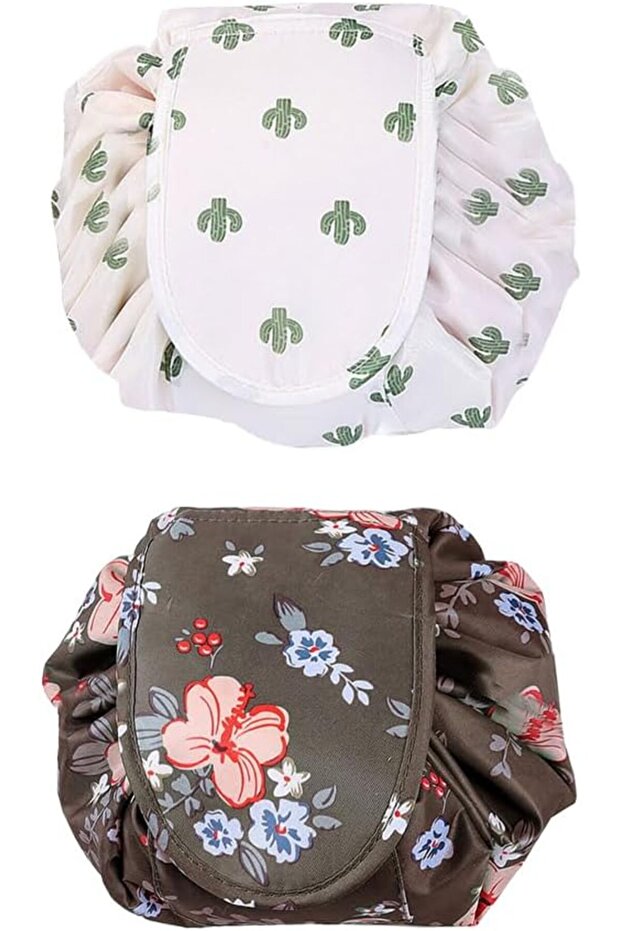 Drawstring Makeup Bag Waterproof Large Cosmetic Toiletry Organizer BAG001(2 pack)