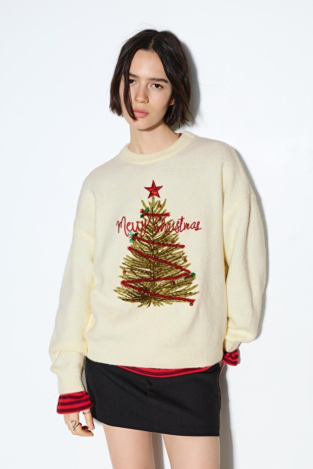 Yılbaşı ağacı desenli kazak - 2