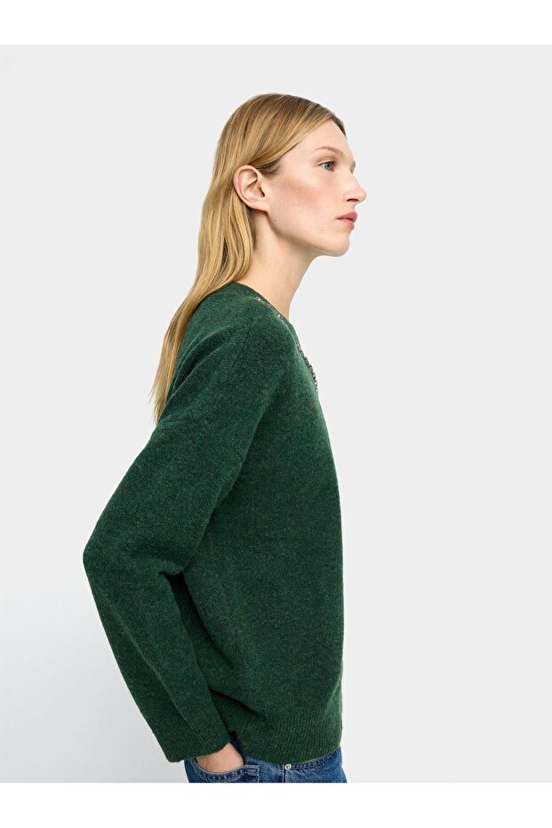 Kristal Detaylı Örme Kazak - 3